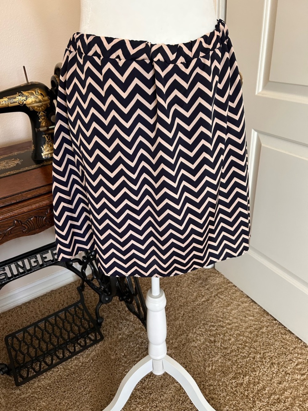 Chevron Print High Low Mini Skirt
